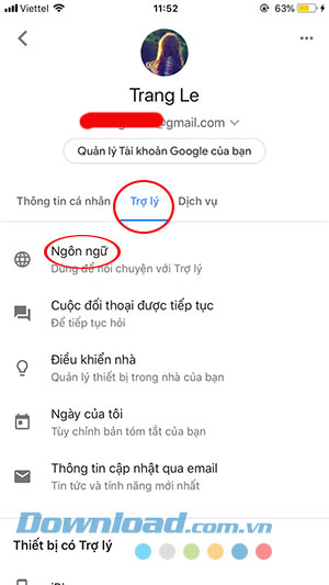 Cài đặt ngôn ngữ cho trợ lý Google Assistant