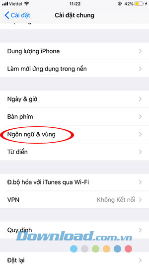 Thiết lập ngôn ngữ trên iPhone