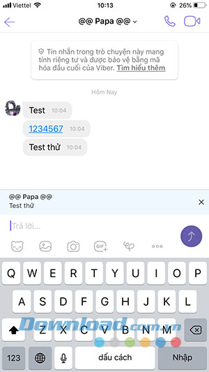 Trả lời tin nhắn Viber