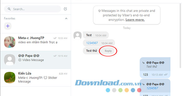 Trả lời tin nhắn nhanh trên Viber PC