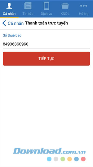 Nhập số điện thoại nạp tiền