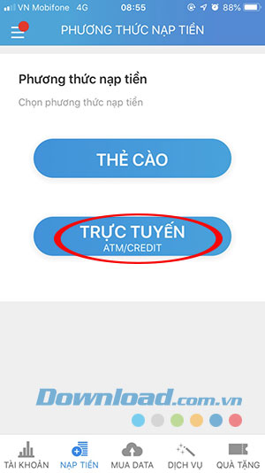 Nạp tiền trực tuyến cho thuê bao MobiFone