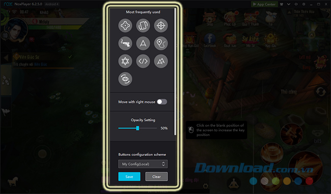Cửa sổ Keyboard Control