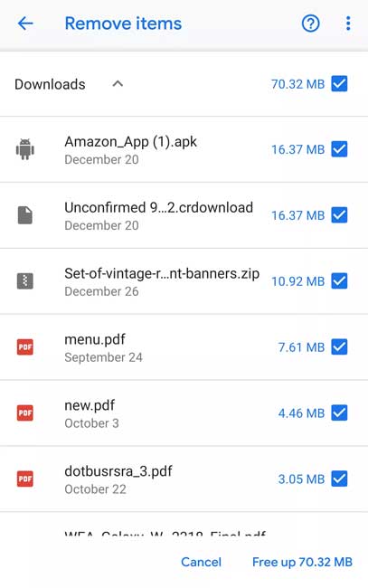 Xóa bỏ các file Android đã tải