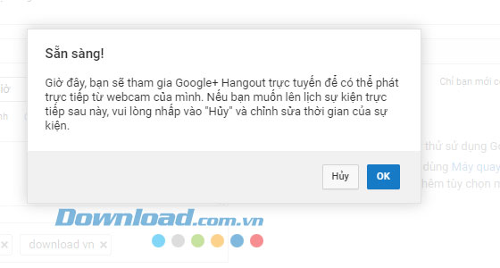 Đồng ý sẵn sàng phát trực tiếp video trên Youtube