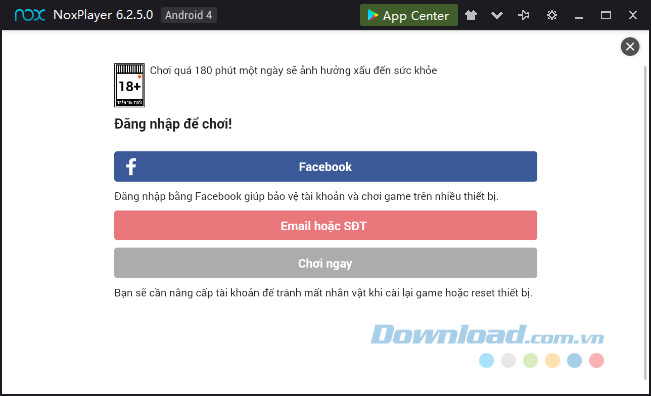 Đăng nhập tài khoản để chơi Chân Tam Quốc trên máy tính