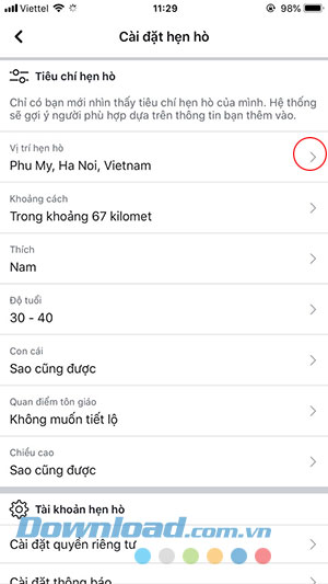Thiết lập trang hẹn hò