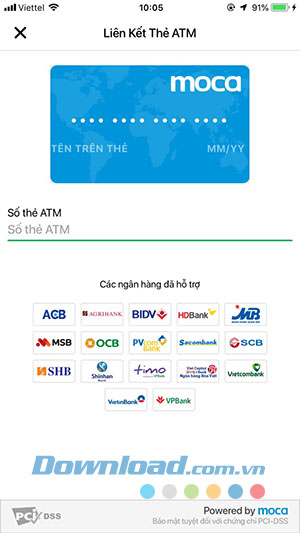 Nhập thông tin thẻ ATM liên kết