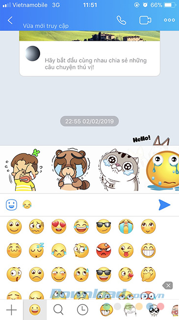 Cách tìm kiếm Sticker trên zalo