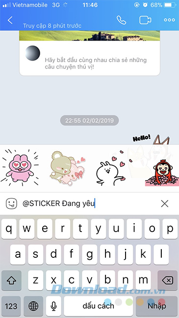 Chọn gói sticker cần dùng