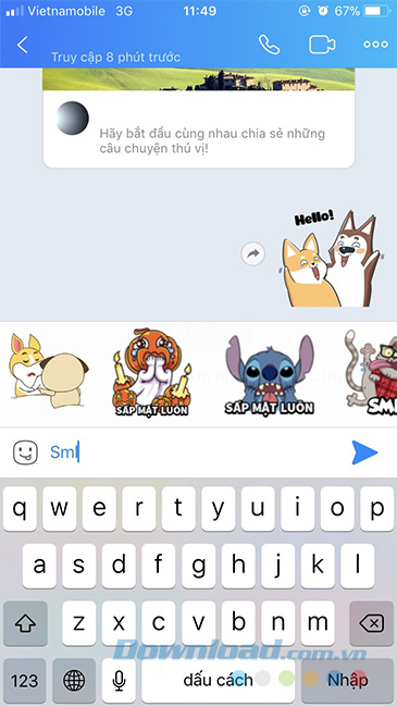 TÌm emotion trên Zalo