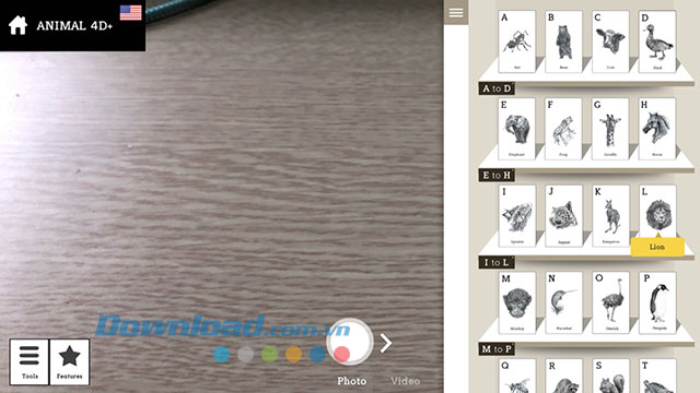 Danh sách các con vật trên ứng dụng Animal 4D+