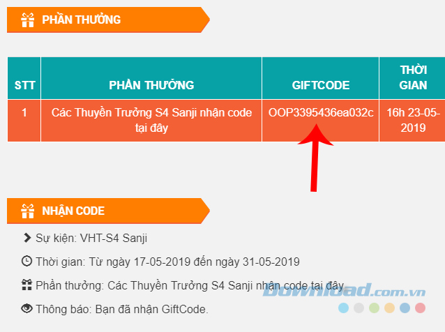 Mã tân thủ game Vua Hải Tặc H5