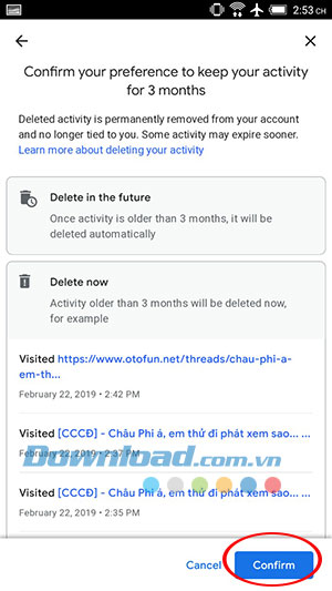 Xác nhận xóa dữ liệu