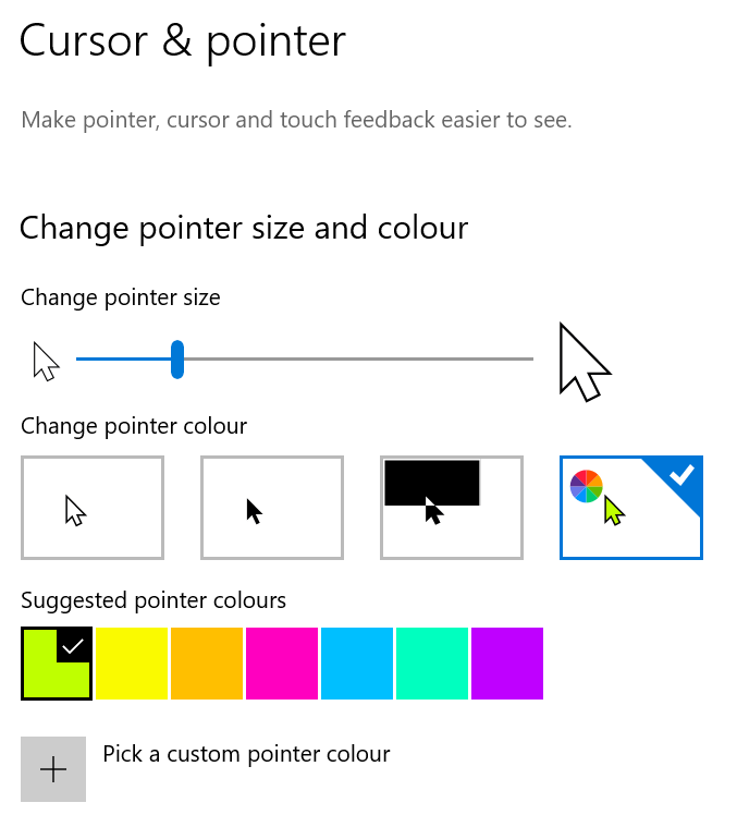 Cải tiến hiển thị trỏ chuột trong Windows 10 May 2019 Update