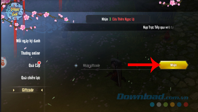 Nhập mã code cần đổi