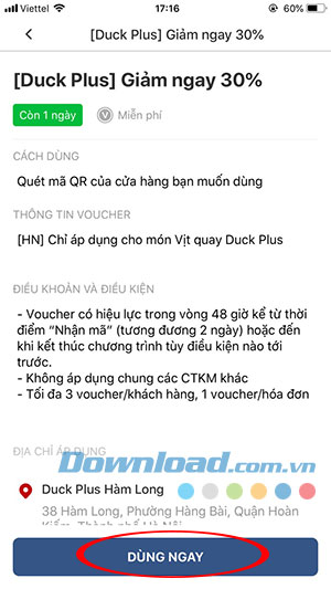 Sử dụng voucher giảm giá tại cửa hàng