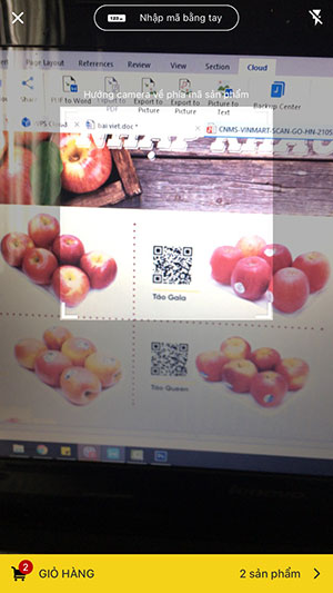 Quét hàng thông qua mã QR