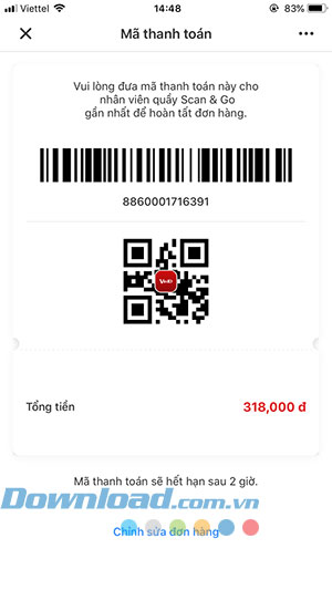 Mã đơn hàng để thanh toán