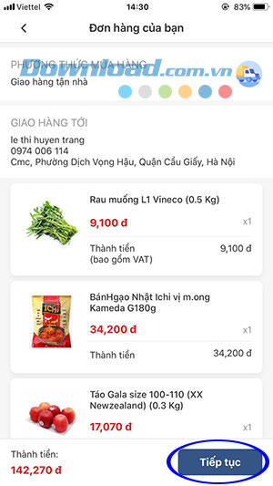 Chi tiết đơn hàng trên ViniD