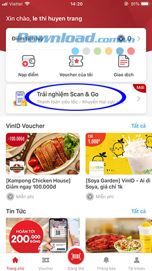 Trải nghiệm tính năng Scan & Go