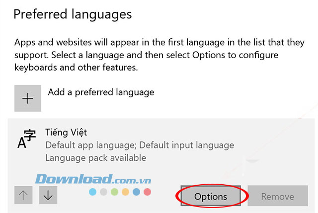 Mở tùy chọn bộ gõ trên Windows 10