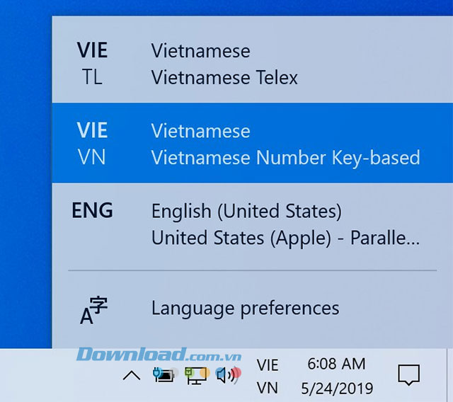 Kích hoạt bộ gõ tiếng Việt cho Windows 10 thành công
