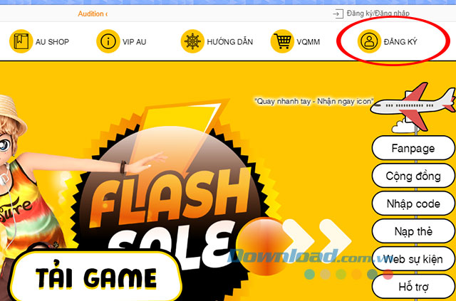Hướng dẫn đăng ký tài khoản game Audition