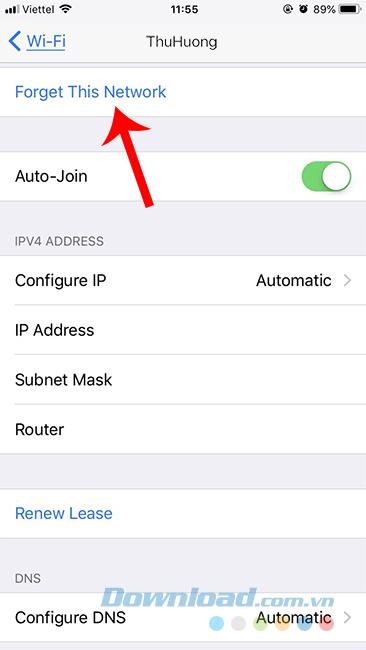 Phải Forget mạng WiFi mà bạn đang muốn nhận được chia sẻ