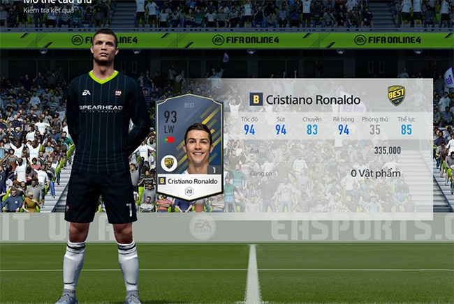 Các chỉ số của CR7 trong FIFA Online 4