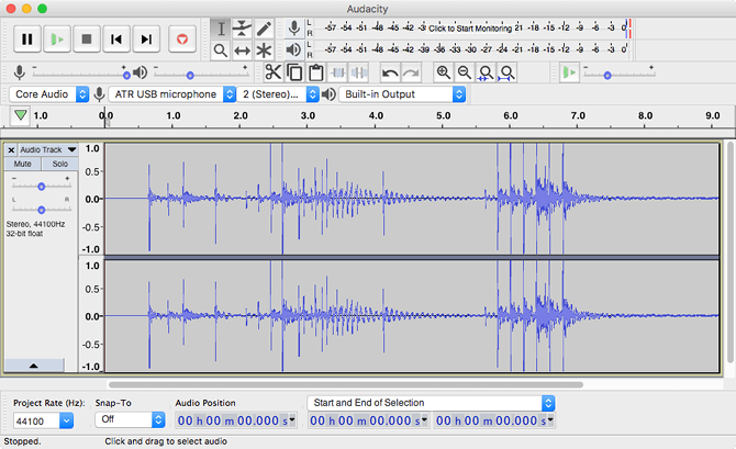 Giao diện chính của Audacity