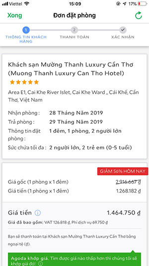 Tóm tắt thông tin đặt phòng