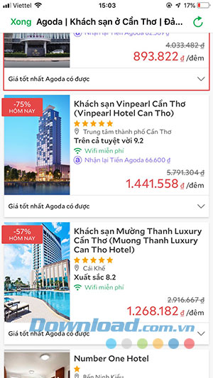 Chọn khách sạn muốn đặt