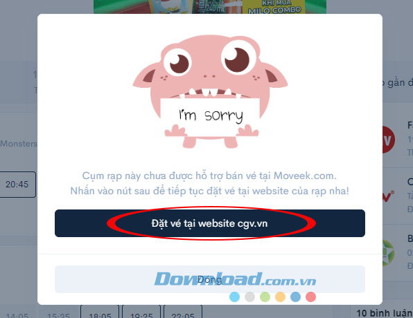 Nhận link đặt phim trực tiếp của rạp đã chọn