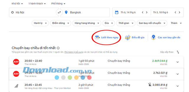 Xem giá vé theo bảng