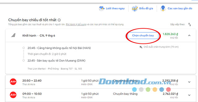 Chọn chuyến bay hợp lý cho mình