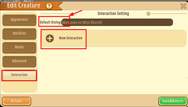 Chọn Interaction / New Interactive