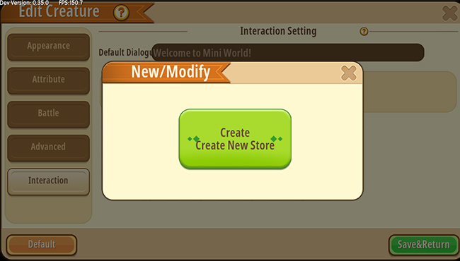 Xác nhận tạo gian hàng trong Mini World
