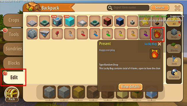 Cách làm túi quà tặng trong Mini World: Block Art