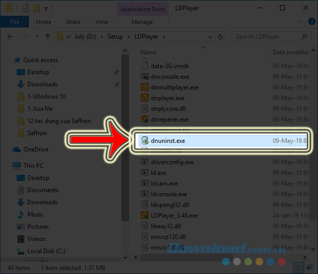 File Uninst của phần mềm máy tính