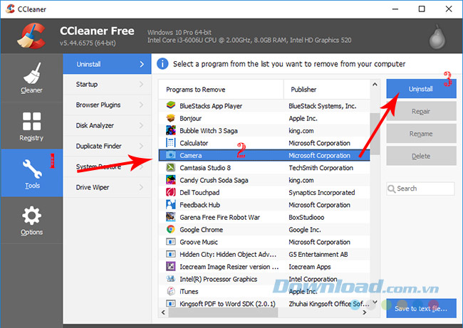 Xoá phần mềm máy tính đơn giản với CCleaner