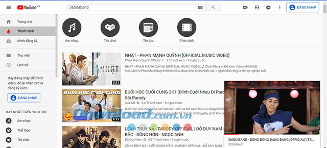 Giao diện trình phát mini