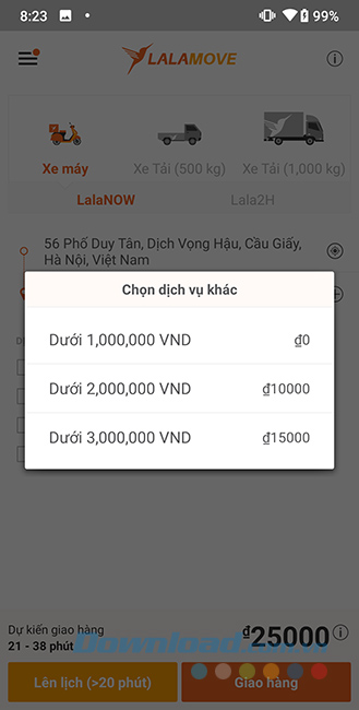 Dịch vụ thu hộ của Lalamove