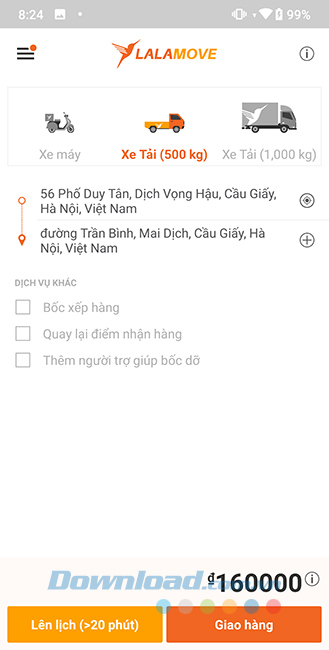 Giao hàng bằng xe bán tải