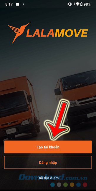 Tạo tài khoản Lalamove
