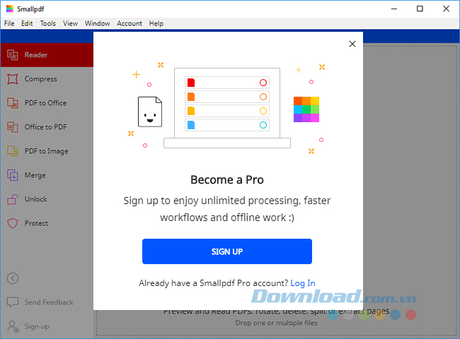 Đăng nhập tài khoản SmallPDF trên PC