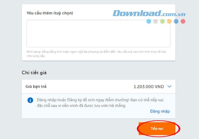 Ghi chú yêu cầu cung cấp dịch vụ