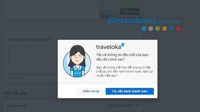 Xác nhận vé tham quan đã lựa chọn