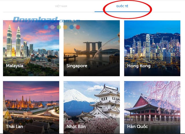 Tìm kiếm voucher tại các điểm du lịch Quốc tế