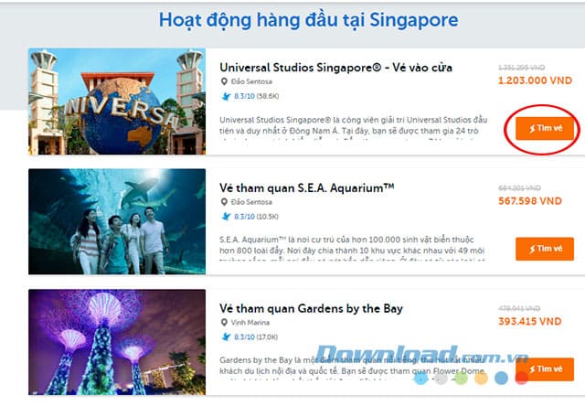 Lựa chọn voucher tham quan